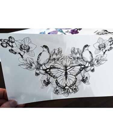 6 Sheets Temporary Chest Tattoos for Women - Dragonfly Butterfly Flower Wings Underboob & Sternum Tattoos - Realistic Long Lasting Waterproof Designs - Buy Online on GoSupps.com
