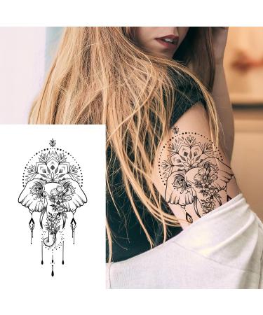 32-Sheet Women Temporary Tattoo Sticker Set - Henna Feather, Mandala, Datura Flowers Designs - Buy Online on GoSupps.com