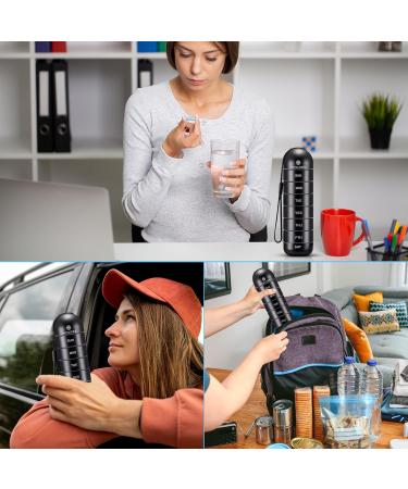 Weekly Pill Organizer - Stackable Aluminium Alloy Moisture Proof & BPA Free 7-Day Compartment for Vitamins Fish Oil & Supplements - Black - Buy Online on GoSupps.com