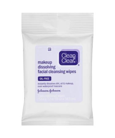 Clean & Clear Oil-Free Makeup Dissolving Facial Cleansing Wipes to Remove Dirt, Oil, Makeup & Waterproof Mascara, 7 ct.