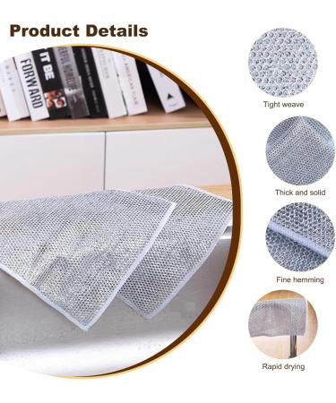 Wire Dishwashing Rag 20PCS 8x8 Oil Resistant Non Scratch Steel Wool Pads Dual Layer Fast Drying Reusable Wet and Dry Steel Scrubber Multipurpose Wire Dishwashing Rags for Dishes Stove Fruits Faucet - Buy Online on GoSupps.com
