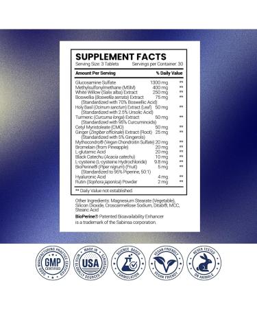Research Verified Joint Support - Glucosamine, MSM, Turmeric, Boswellia, BioPerine - Vegan - 270 Capsules - 3 Month Supply 90 Count (Pack of 3) - Buy Online on GoSupps.com