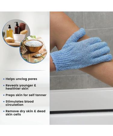 Plant Based Deep Exfoliating Glove - Dual-Sided Mitt for Body and Face - Dead Skin & Fake Tan Remover - Grey & Blue - Buy Online on GoSupps.com