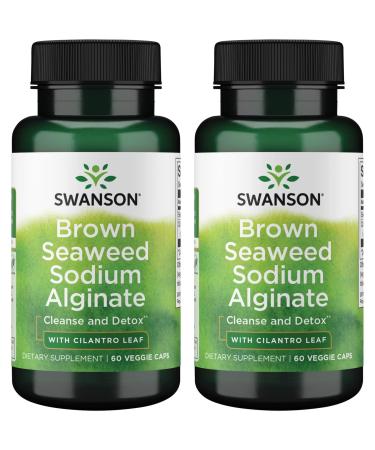 Swanson Premium- Brown Seaweed Sodium Alginate with Cilantro Leaf - 60 Veggie Caps (2 Pack)