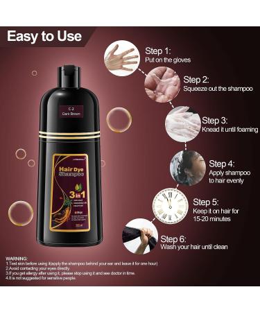 MEIDU Dark Brown Hair Dye Shampoo - Semi-Permanent Color for Instant Gray Coverage (17.6 fl oz) - Buy Online on GoSupps.com