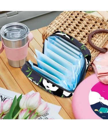Portable Cute Panda Storage Bags for Women's Bandages & Menstrual Pads Gray Bamboo Pattern for School & Office - Buy Online on GoSupps.com