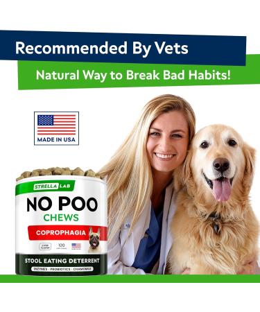 STRELLALAB No Poo Chews for Dogs | Stop Stool Eating | Digestive Enzymes & Gut Health | Chicken Liver Flavor - 120 Chews - Buy Online on GoSupps.com