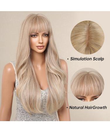 Allbell Strawberry Blonde Long Wavy Wig for Women | Heat-Resistant Synthetic Hair for Daily Wedding & Cosplay Use - Buy Online on GoSupps.com