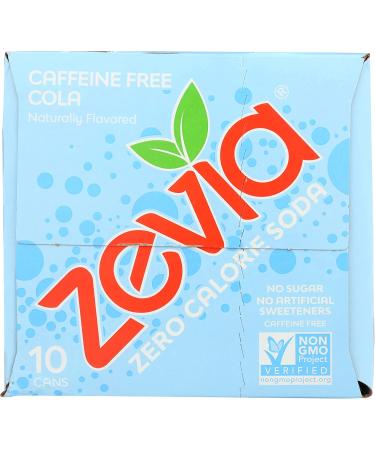 Zevia Caffeine Free Cola 10 Pack - 12 Fl Oz Cans | Sugar-Free & Naturally Sweetened - Buy Online on GoSupps.com