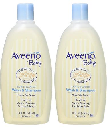 Aveeno Baby Wash and Shampoo 18 Fl. Oz - Pack of 2 | Gentle Cleansing for Baby's Skin and Hair - Buy Online on GoSupps.com