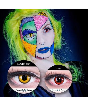 Buy Funnylens Yellow Black Crazy Fun Contact Lenses - Perfect for Carnival | Free Lens Container | 0.0 Diopters - Buy Online on GoSupps.com