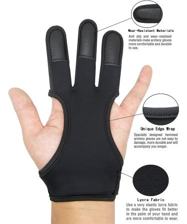 ANIMSWORD Archery Protective Glove - Three-Finger Shooting Gloves for Men & Women - Black Medium - Buy Online on GoSupps.com