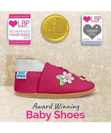 Soft Sole Baby Shoes for Girls and Boys | Leather Toddler Walking Shoes 6-12 Months | Pink Blossoms - Buy Online on GoSupps.com