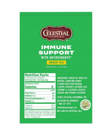 Celestial Seasonings Green Tea Immune Support | Antioxidants, Caffeine | 4 Tea Bags x 6 Pack - Buy Online on GoSupps.com