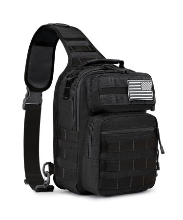 G4Free Tactical Sling Bag Backpack Military Rover Shoulder Sling Pack Molle EDC Small Crossbody Chest Pack Black