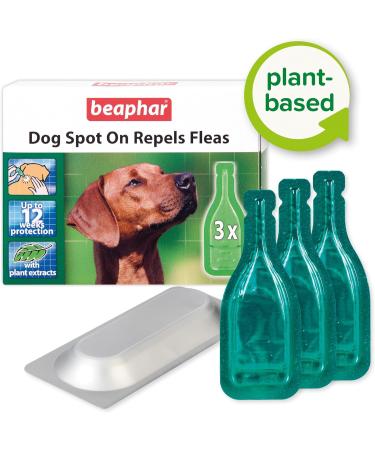 Beaphar Dog Spot-On Repels Fleas Plant-Based Parasite Protection Contains Natural Herbal Extract Margosa Up to 12 Weeks Protection 3 Pipettes - Buy Online on GoSupps.com