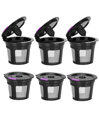Reusable K Cups For Keurig, Reusable K CUP Coffee Filter Refillable Single K CUP for Keurig 2.0 1.0 BPA Free-6 Packs Black