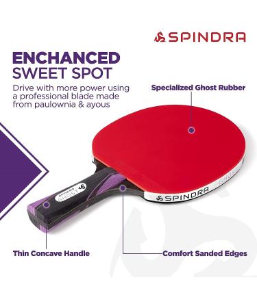Spindra Ghost Performance Ping Pong Paddle - Dual Offensive Rubber, Durable Carry Case - Expert Table Tennis Racket for Winning Matches - Buy Online on GoSupps.com