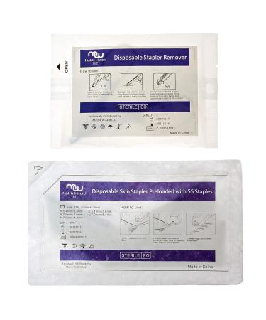 Disposable Skin Stapler with 55 Preloaded Wires + Remover Tool - Ideal for Camping, Emergencies, First Aid & Veterinary Use - Buy Online on GoSupps.com