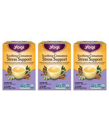 Yogi Tea - Soothing Cinnamon Stress Support Tea (3 Pack) - With Ashwagandha and Passionflower- Caffeine Free Organic Herbal Tea - 48 Tea Bags