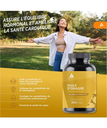 Evening Primrose Oil 10% GLA Cold Pressed 1000mg - 200 Softgels - Menopause Menstrual Cycle - Evening Primrose oil promotes female hormone balance and Skin Beauty Bodyathlon - Buy Online on GoSupps.com