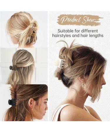 Small Claw Hair Clips for Thin Hair - 8pcs Matte Rectangle & Double Row Teeth Jaw Clips for Fine Hair - Buy Online on GoSupps.com