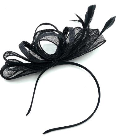 Ladies Large Feather Aliceband/Clip Fascinator for Weddings Races Royal Ascot Hair Piece (Black) - Buy Online on GoSupps.com