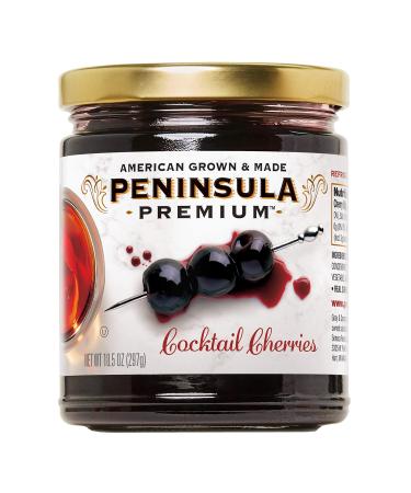 Peninsula Premium Cocktail Cherries | Award Winning | Deep Burgundy-Red | Silky Smooth, Rich Syrup | Luxe Fruit Forward, Sweet-Tart Flavor | Gourmet | American Grown & Made | 10.5 oz 10.5 Ounce (Pack of 1)