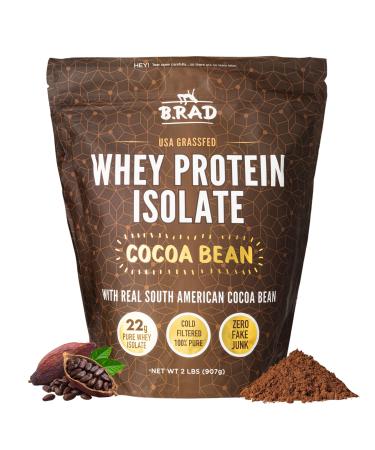 B.rad Grass Fed Whey Protein Isolate | Ultra-Pure All-Natural Clean Ingredients | 2 Pounds | 100% USA Sourced | Cocoa Bean (Chocolate) Cocoa Bean 2 Pound (Pack of 1)