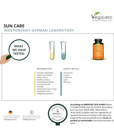 Tanning Capsules Vegavero | Skin Protection Support with Beta Carotene, Vitamin E, L-Tyrosine, Flavonoids, and Lycopene | Vegan Formula with NO Additives | Lab-Tested - Buy Online on GoSupps.com