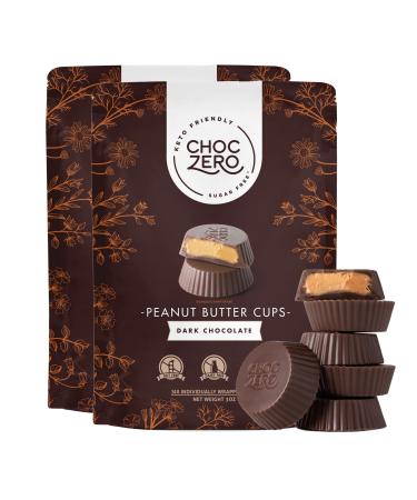 ChocZero's Dark Chocolate Peanut Butter Cups - Sugar Free, KETO FRIENDLY, 2Bags 2 Pack Dark Chocolate