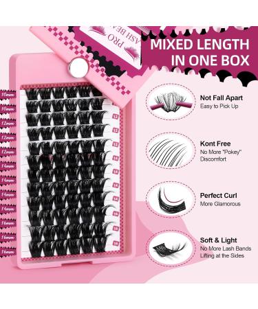 Pro Individual Eyelashes - 72 PCs Cluster Lashes with Rotating Mirror | DIY Eyelash Extensions | Into You-01 D-10-16 Mix - Buy Online on GoSupps.com