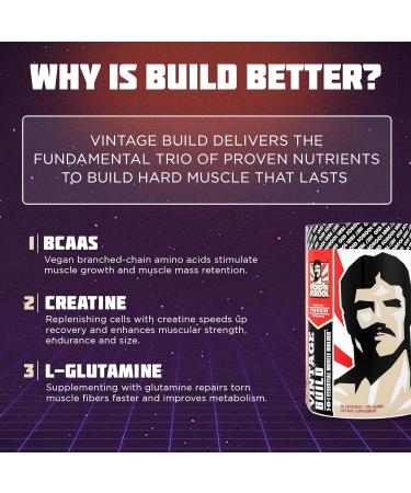 Vintage Build - Post Workout Recovery Powder | Muscle Building Drink | Creatine BCAAs & L-Glutamine | Black Cherry Flavor | 324g - Boost Strength & Reduce Soreness - Buy Online on GoSupps.com
