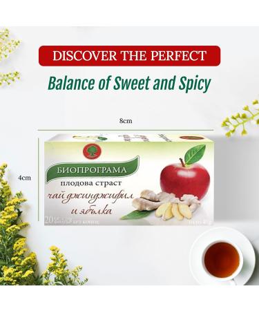 KUKER - Ginger & Apple Infusion | Apple Ginger Tea Mix 20 Bags - Flavoured Herbal Teas Green Tea Throat Soothing Blend | Premium Fruit Tea Bags Collection - Buy Online on GoSupps.com