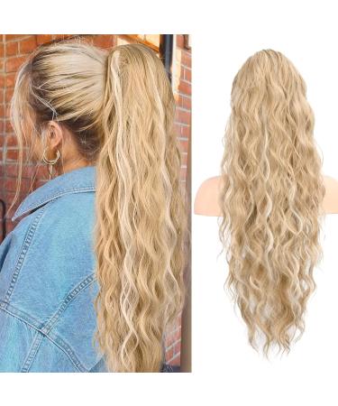 Porsmeer ponytail hair part 75cm long with cord strap wavy curly curly curls ponytail extension blond mix platinum blond natural clip in hair part ponytail art hair hair braid for women afro hair extension chestnut brown mixed platinum