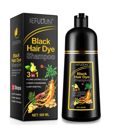 NIFEISHI Black Hair Dye Shampoo 3 in 1 Herbal Ingredients Natural Shampoo Black Hair Dye for Gray Hair Dye Shampoo for Women & Men 500ml