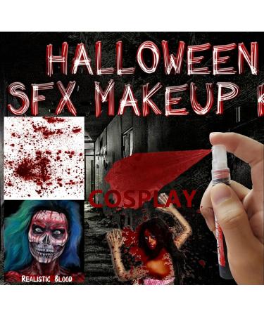 Go Ho Blood Splatter Fake Blood Makeup(0.35 oz) Halloween Fake Blood Spray Eye Blood Drops Body Paint Fake Blood for Clothes and Zombie Monster Vampire Clown Costume Cosplay Makeup 1PC - Buy Online on GoSupps.com