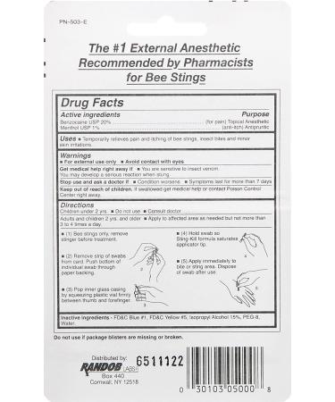 Sting Kill Disposable Swabs - Special Pack of 6 (5 per pack) - Buy Online on GoSupps.com