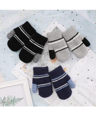 QKURT Toddler Knitted Mittens - 3 Pairs - Thick Fleece Lined Full Finger Gloves for Boys and Girls - Buy Online on GoSupps.com