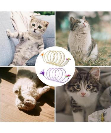 2pcs Folded Cat Tunnel Spring 10in Large Size Portable Cat Toy Spiral Tunnel with Synthetic Feather and Toy Mouse Tunnel Spring Outdoor Puppy Kitten Generic (Striped yellow Purple) - Buy Online on GoSupps.com