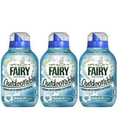 Fairy Outdoorable Non Bio Fabric Conditioner Huggably Soft for Sensitive Skin Ultra Concentrated Freshness 35washes 3Pk 3 x 490ml