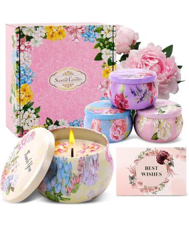 Women's Scented Candle Gift Set - 4-Piece Aromatherapy Candles for Christmas & Birthdays | Natural Soy Wax 120 Hours Long Lasting Stress Relief Fancy Design - Buy Online on GoSupps.com