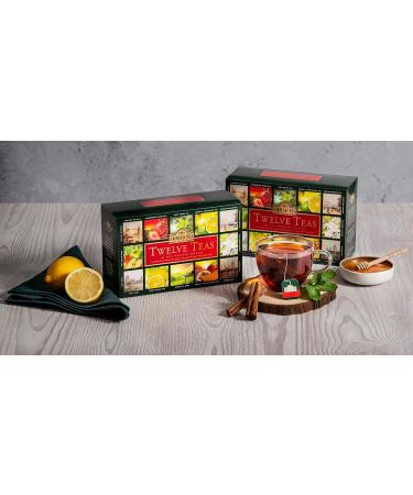 Ahmad Tea Twelve Teas Selection Pack - Black, Green, Fruit Teas - 60 Teabag Sachets - 12 Flavours - Perfect Tea Gift - Buy Online on GoSupps.com