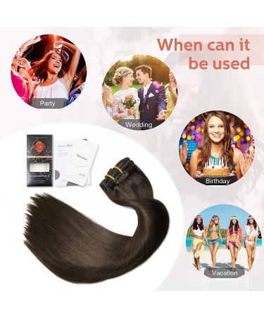 16 Double Weft Brazilian Human Hair Clip In Extensions - Dark Brown #2 - Buy Online on GoSupps.com