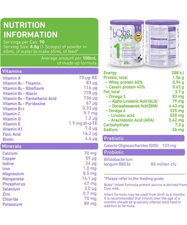Bubs Organic Grass Fed Infant Formula Stage 1 - 28.2 Oz - Made with Organic Milk - For Infants 0-6 Months - Buy Online on GoSupps.com