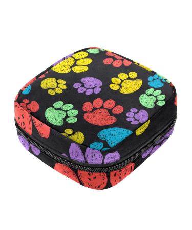 Colorful Dog Cat Animal Paw Napkin Storage Bag with Zipper for Teen Girls Women Ladies
