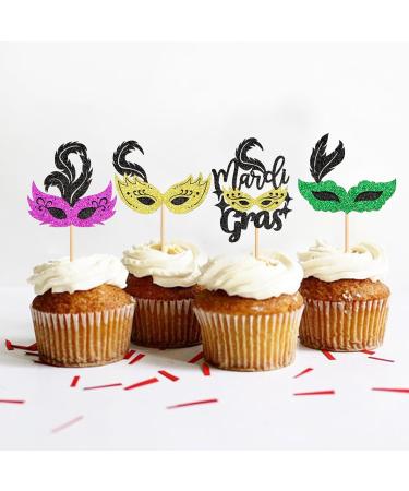 Cyodoos 24Pcs Masquerade Masks Cupcake Toppers Color Glitter Bachelorette Party Mask Cupcake Food Fruit Picks Masquerade Mardi Gras Party Baby Shower Birthday Party Cake Decor Supplies Masks1 - Buy Online on GoSupps.com