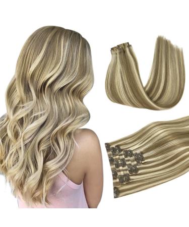 Doores seamless clip in extensions real hair light brown highlighted mid-blonde 55cm 22 inch 7 pieces 110g remy human clips in hair extension PU clip in extensions natural extensions seamless 55cm -.110g #p8/60 light brown highlighted medium blonde seamle - Buy Online on GoSupps.com