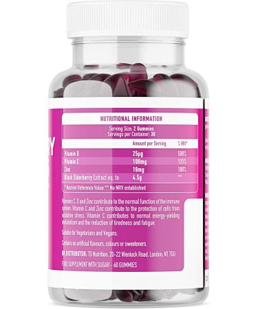 Elderberry Gummies with Zinc Vitamin C & Vitamin D - Suitable for Adults & Children - Zinc for Immune System - Sambucus Black Elderberry (60 Elderberry Gummies 1 Pack) Elderberry Gummies - 60 1 Pack - Buy Online on GoSupps.com