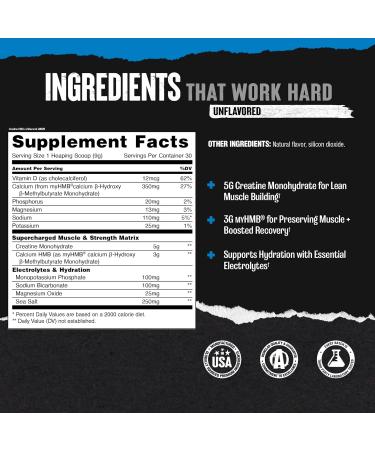 Animal Creatine HMB Powder 3g myHMB + 5g Creatine with Electrolytes for Recovery & Daily Energy Unflavored 30 Servings - Buy Online on GoSupps.com
